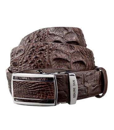 Ремінь-автомат CROCODILE LEATHER 18240 з натуральної шкіри крокодила Коричневий картинка, зображення, фото