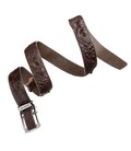 Ремінь-автомат CROCODILE LEATHER 18240 з натуральної шкіри крокодила Коричневий картинка, зображення, фото
