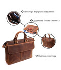 Кожаный портфель для ноутбука работы и документов Vintage 14066 Коричневый фото, картинка, изображение