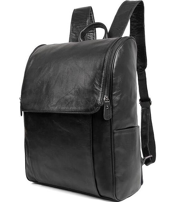 Шкіряний рюкзак для ноутбука роботи навчання та міста Vintage 14523 Чорний картинка, зображення, фото