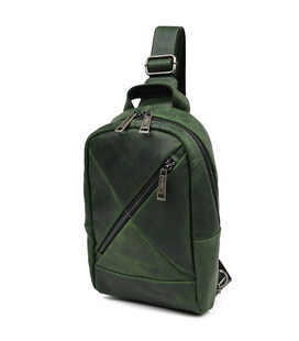 Рюкзак слінг шкіряний з кишенями TARWA RE-6020-3md зелений крейзі хорс картинка, зображення, фото