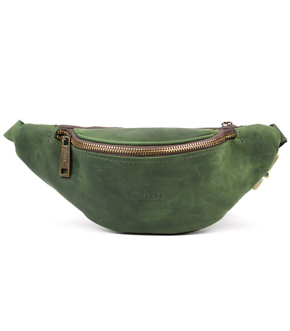 Зелена сумка бананка з кінської шкіри TARWA RE-3034-3md фото, картинка, изображение