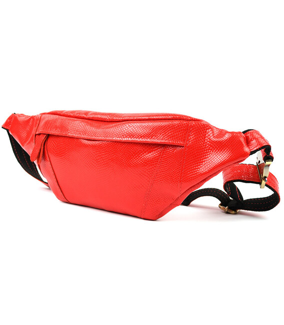 Шкіряна сумка бананка червона шкіра під змію TARWA GR-455-3md фото, картинка, изображение