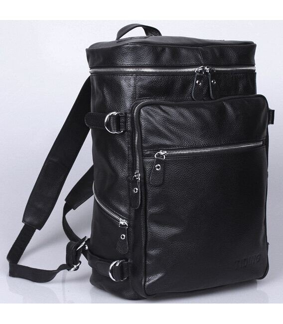Міський чоловічий шкіряний рюкзак, чорний Tiding 3035 картинка, зображення, фото