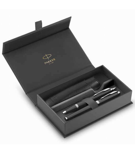 Набор ручек Parker IM Black CT FP+BP (перьевая + шариковая + чехол) фото, картинка, изображение