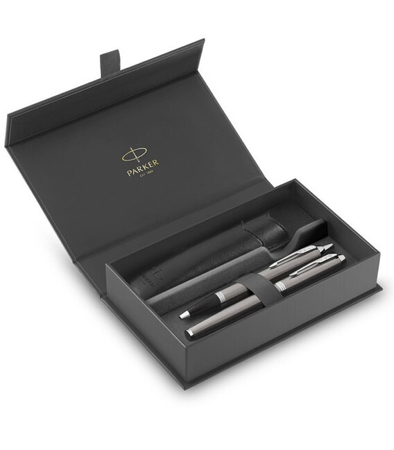 Набір ручок Parker IM Stainless Steel CT FP+BP (перова + кулькова + чохол) картинка, зображення, фото