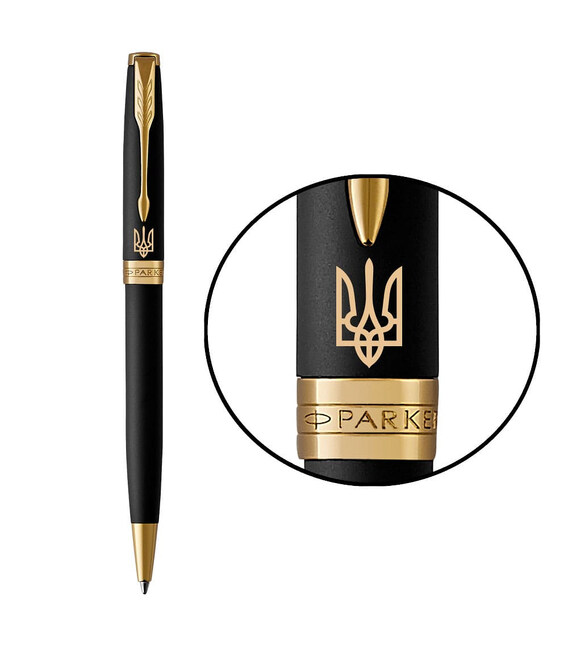 Ручка кулькова Parker SONNET UKRAINE Matte Black Lacquer GT BP Тризуб 84832_T001y картинка, зображення, фото