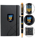 Набор Parker IM UKRAINE Black GT RB Пылающий Трезубец (ручка-роллер + блокнот Parker) фото, картинка, изображение