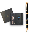 Набор Parker IM UKRAINE Black GT RB Пылающий Трезубец (ручка-роллер + блокнот Parker) фото, картинка, изображение