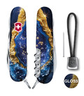 Складаний ніж Victorinox HUNTSMAN DESIGN Золотисто-блакитний кристал 1.3713.3.R2040pk картинка, зображення, фото