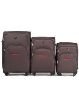 Набор Чемоданов Wings 1708 коричневый 4 колесный фото, картинка, изображение