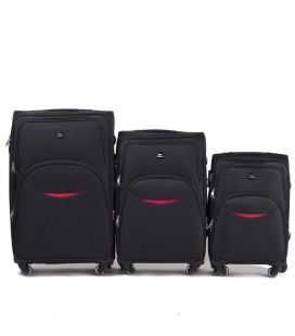 Набор Чемоданов Wings 1708 черный 4 колесный фото, картинка, изображение