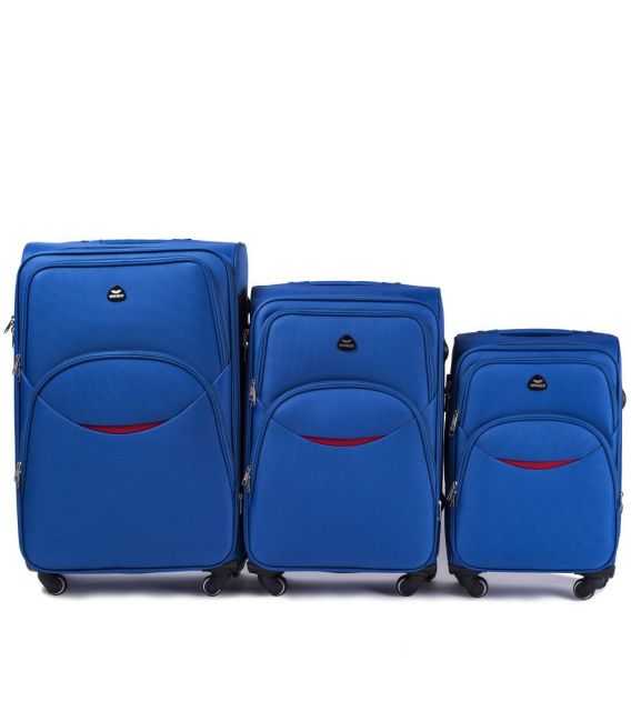 Набор Чемоданов Wings 1708 голубой 4 колесный фото, картинка, изображение