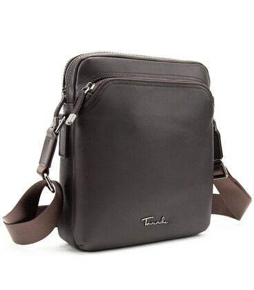 Мужская кожаная сумка через плечо коричневая Tiding Bag SM8-9686-4C фото, картинка, изображение