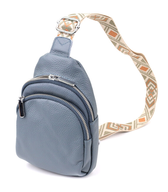 Універсальна жіноча сумка-слінг із натуральної шкіри Vintage 22937 Синій картинка, зображення, фото