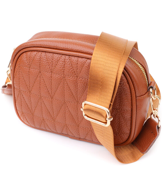 Стеганая сумка для женщин из натуральной кожи Vintage 22899 Рыжий фото, картинка, изображение