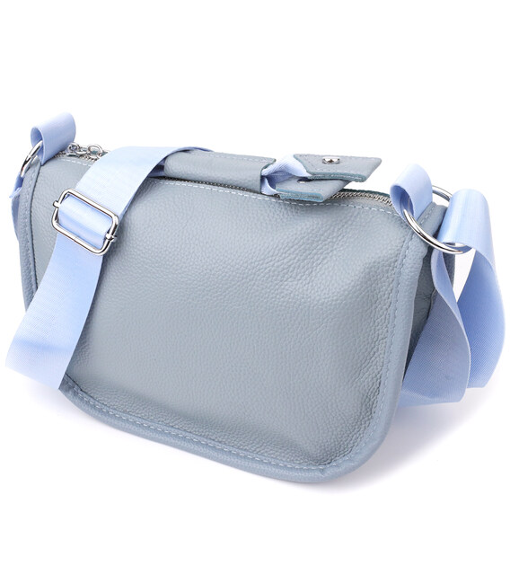 Полукруглая сумка для женщин из натуральной кожи Vintage 22908 Серо-голубой фото, картинка, изображение