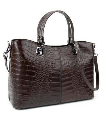 Кожаная женская сумка средних размеров шоколадного цвета Firenze Italy F-IT-5454DB-CR фото, картинка, изображение