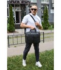 Сумка чоловіча офісна через плече 39х29х10, практичний шкіряний портфель для бізнесу, сумочка для навання, чорний картинка, зобр