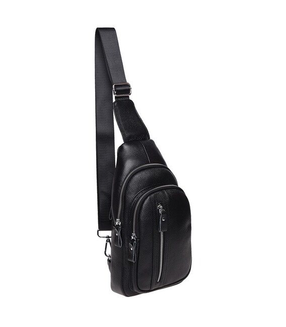 Чоловічий шкіряний рюкзак через плече Keizer K15055-black картинка, зображення, фото