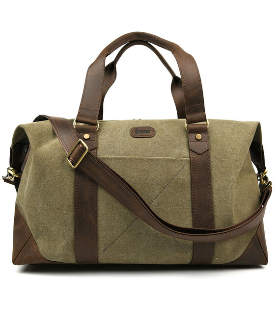 Дорожня спортивна сумка TARWA RCh-0320-4lx з канвас хаккі та шкіри крейзі хорс картинка, зображення, фото