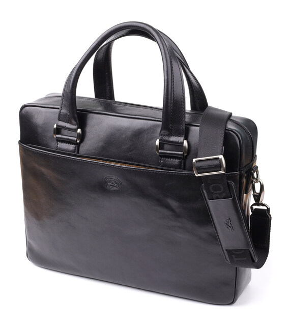Вместительный мужской портфель с отделением для ноутбука из гладкой натуральной кожи Tony Perotti 20859_1 (9637-38 nero) Черный 