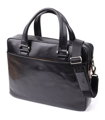 Вместительный мужской портфель с отделением для ноутбука из гладкой натуральной кожи Tony Perotti 20859_1 (9637-38 nero) Черный 