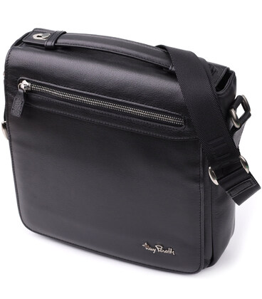 Мужская сумка через плечо из мягкой натуральной кожи Tony Perotti 20845_1 (9207-24 nero) Черный фото, картинка, изображение