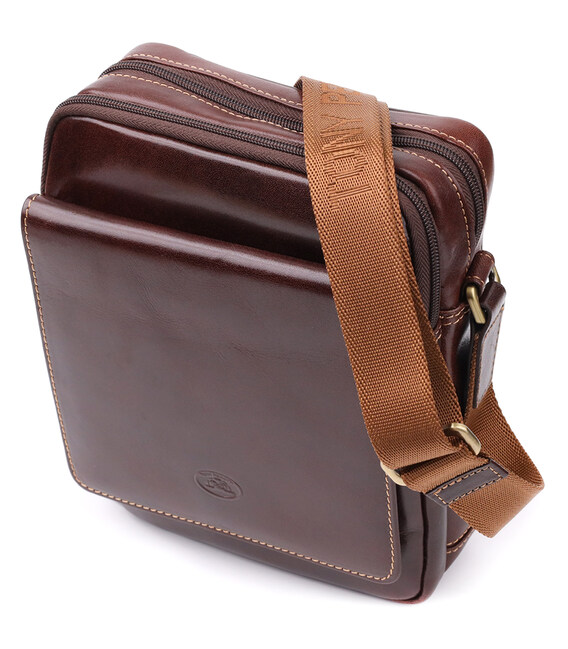 Мужская сумка с карманами из гладкой натуральной кожи Tony Perotti 20856_1 (9148-17 moro) Коричневый фото, картинка, изображение