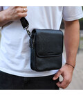 Чоловіча сумка барсетка на одне плече 17.5х22х6, нагрудний месенджер для телефону, чорний картинка, зображення, фото