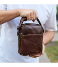 Чоловічий месенджер через плече 20х16х6, сумка планшетка для міста, барсетка для телефону, коричнева картинка, зображення, фото