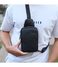 Чоловіча сумка-слінг через плече 13х20х5, бананка нагрудна з візерунком для телефону, чорна картинка, зображення, фото