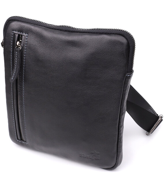 Сумка на плечо для мужчин из прочной зернистой кожи Shvigel 23152 Черный фото, картинка, изображение
