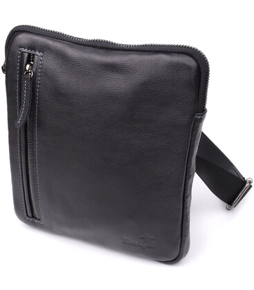 Сумка на плечо для мужчин из прочной зернистой кожи Shvigel 23152 Черный фото, картинка, изображение