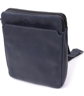 Практична чоловіча сумка через плече із вінтажної натуральної шкіри Shvigel 20867_1 Синій картинка, зображення, фото