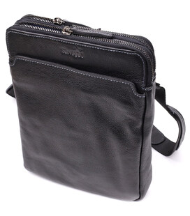 Стильная мужская сумка через плечо из мелкозернистой натуральной кожи Shvigel 20869_1 Черный фото, картинка, изображение