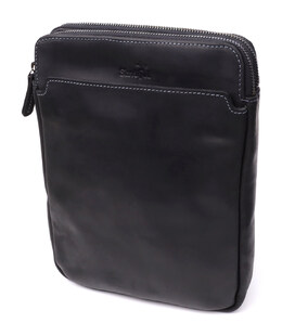 Практична чоловіча сумка через плече з вінтажної натуральної шкіри Shvigel 20870_1 Чорний картинка, зображення, фото