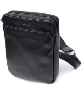 Красивая мужская сумка через плечо из гладкой натуральной кожи Shvigel 20871_1 Черный фото, картинка, изображение