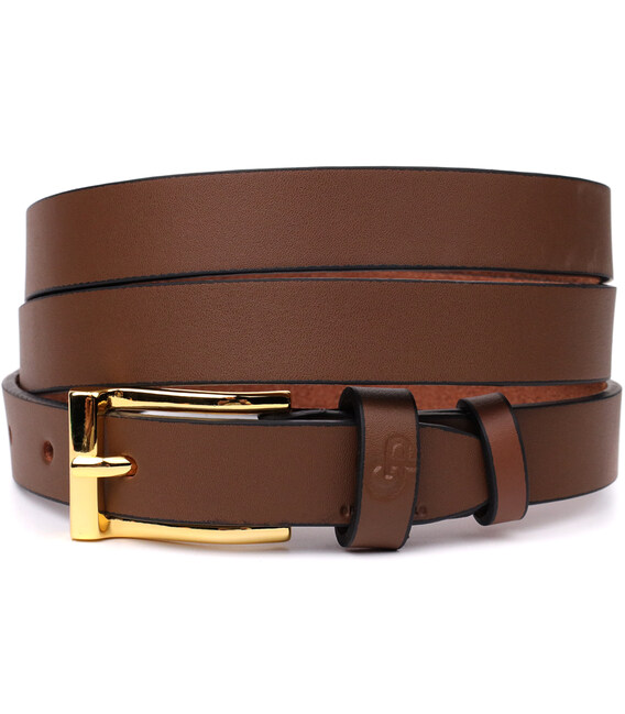 Модный узкий кожаный ремень для женщин GRANDE PELLE 22954 Светло-коричневый фото, картинка, изображение