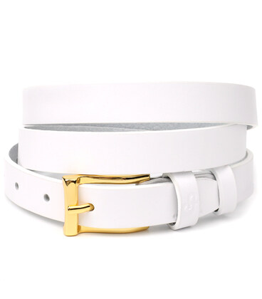 Стильный тонкий кожаный ремень для женщин GRANDE PELLE 22948 Белый фото, картинка, изображение
