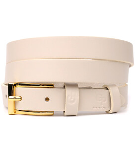 Красивий тонкий шкіряний ремінь для жінок GRANDE PELLE 22949 Молочний картинка, зображення, фото