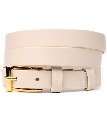 Красивий тонкий шкіряний ремінь для жінок GRANDE PELLE 22949 Молочний картинка, зображення, фото