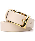 Красивий тонкий шкіряний ремінь для жінок GRANDE PELLE 22949 Молочний картинка, зображення, фото