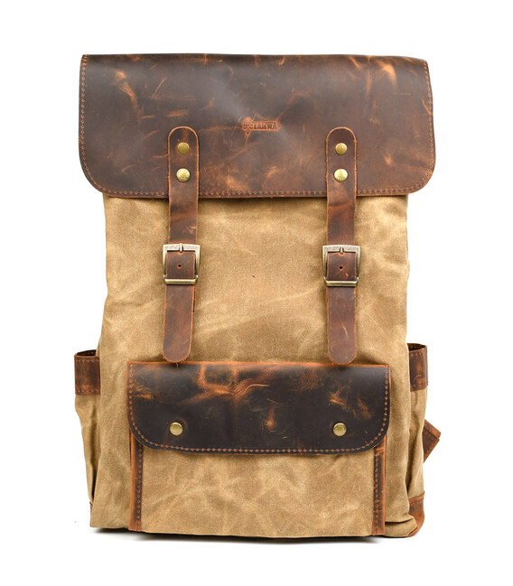 Рюкзак для ноутбука із канвас та крейзі хорс RYw-9001-4lx бренду TARWA фото, картинка, изображение