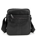 Кожаный небольшой мужской мессенджер черный Tiding Bag M56-0187A фото, картинка, изображение
