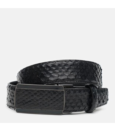 Ремінь чоловічий з шкіри пітона Sergio Torri 7-003 125 см Чорний картинка, зображення, фото