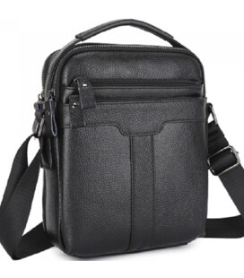 Чоловіча шкіряна сумка-месенджер 21х25х6, барсетка через плече Tiding Bag A25-3278A Чорна картинка, зображення, фото