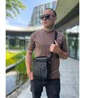 Мужская кожаная сумка-мессенджер 21х25х6, барсетка через плечо Tiding Bag A25-3278A Черная фото, картинка, изображение