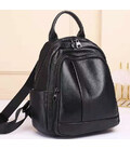 Шкіряний жіночий міський рюкзак на блискавці 23х29х13, сумка наплічна для прогулянок, чорна картинка, зображення, фото