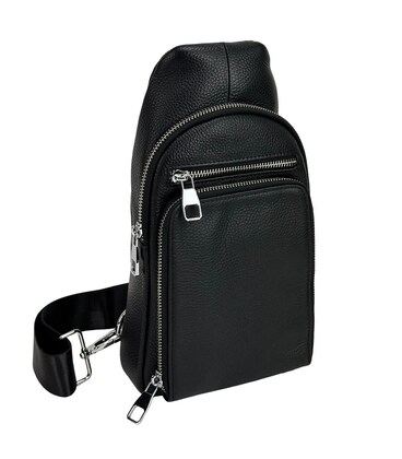 Чоловічий шкіряний чорний слінг Tiding Bag A25F-250117A картинка, зображення, фото